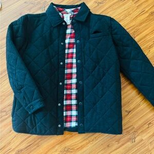 Boys Quilted Black Jacket with Plaid Lining